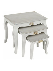 French Shabby Chic Coffee <strong>Table</strong> Set of 3 <strong>Nesting</strong> Side <strong>Table</strong> Wooden <strong>End</strong> <strong>Table</strong> for Home Furniture - Product Image 5
