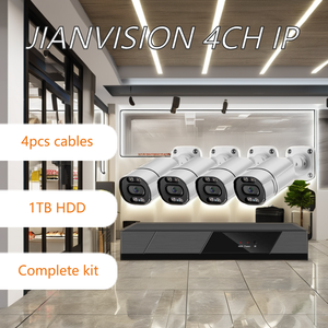 Jianvision ระบบกล้อง4CH IP PoE ความละเอียด8MP มองเห็นกลางคืน NVR ในร่ม/กลางแจ้งใช้ฮาร์ดไดรฟ์ชนิดกระสุนจัดเก็บข้อมูลแบบคลาวด์