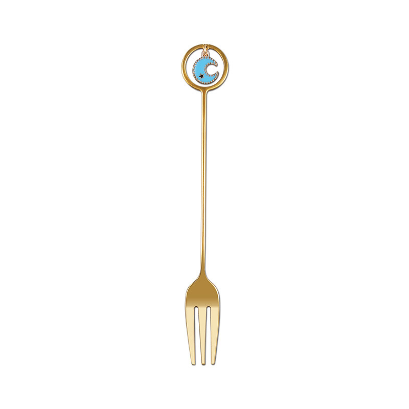 Golden Fork Blue Moon Pendant