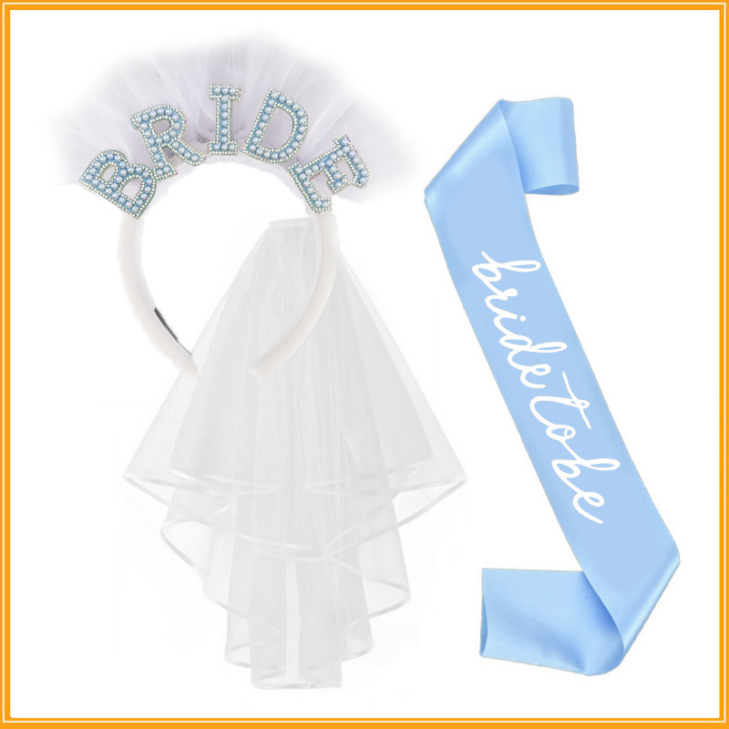 Bandeau pour cheveux diamant bleu blanc - Bandoulière bleue