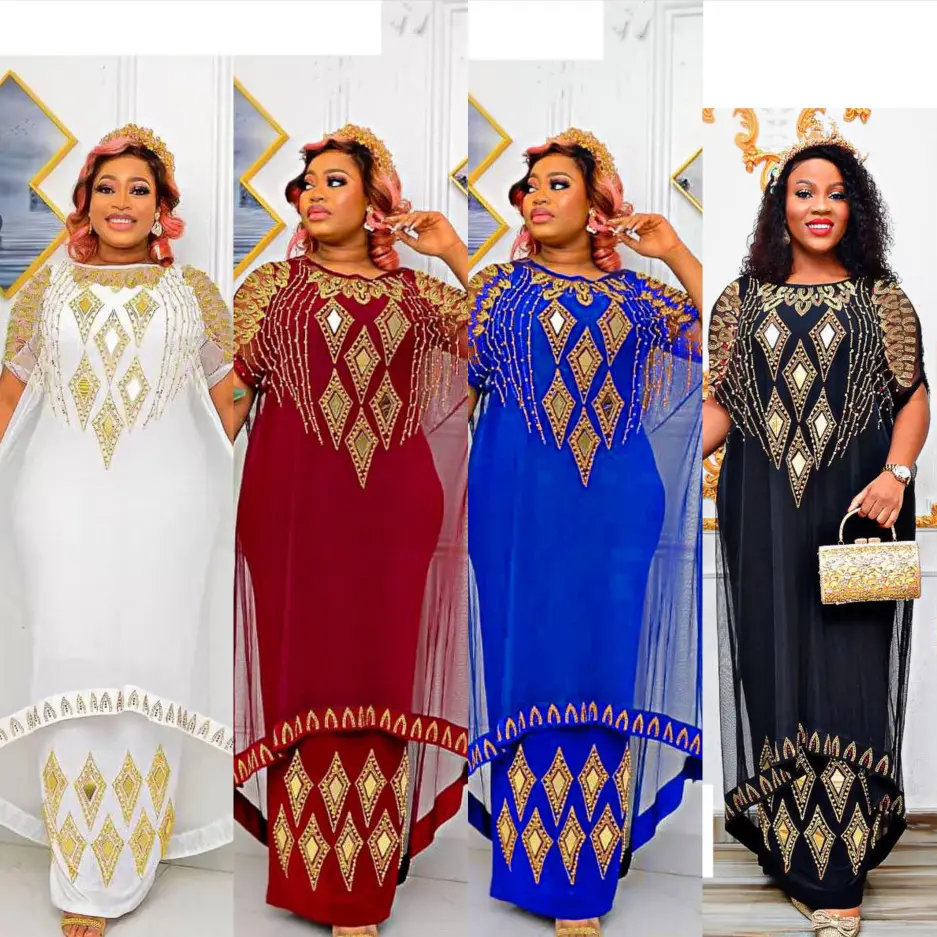 ZIYA A10L139 Strass Maille Deux Pièces Robe Ensemble Robe Africaine Vêtements Femmes Élégant