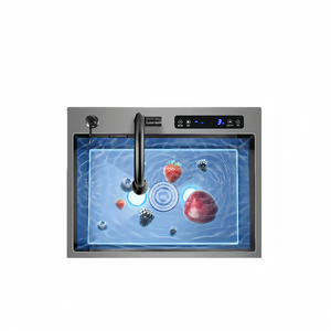 Modern dijital ekran ultrasonik büyük tek lavabo el yapımı paslanmaz çelik mutfak lavabosu iki çok fonksiyonlu tek kase tasarımı - Product Image 1