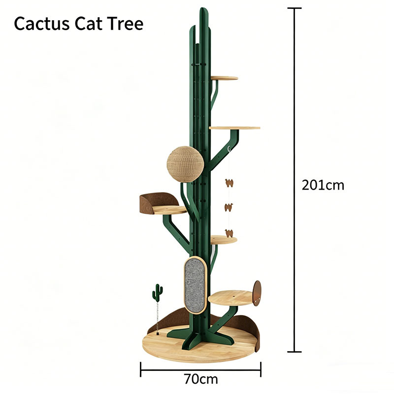 Marco de escalada para gatos con forma de cactus.