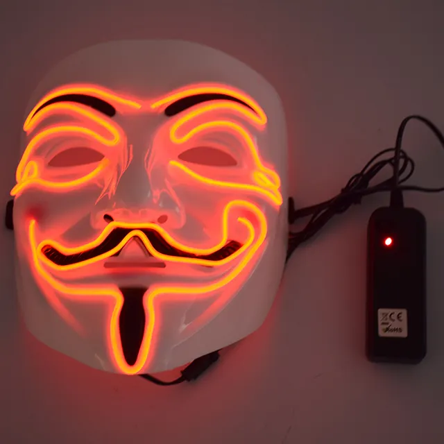 Máscaras de purga de cara completa de neón con luz LED para fiesta de carnaval, fiesta rave, Halloween