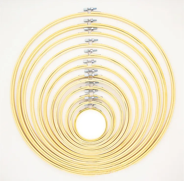 Adjustable Knitting Wood Ring DIY Macrame Metal Screws Wreath Bamboo Circle Ring Cross Stitch Toy Hoops Ring Embroidery Hoop