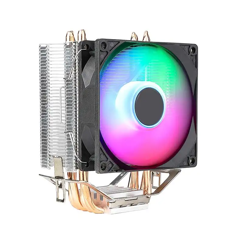 2 ısı boruları CPU soğutucu PWM 3 Pin 90mm RGB PC radyatör yüksek kalite 1700 1200 1150 1151 1155 fabrika fiyat sessiz CPU soğutma fanı