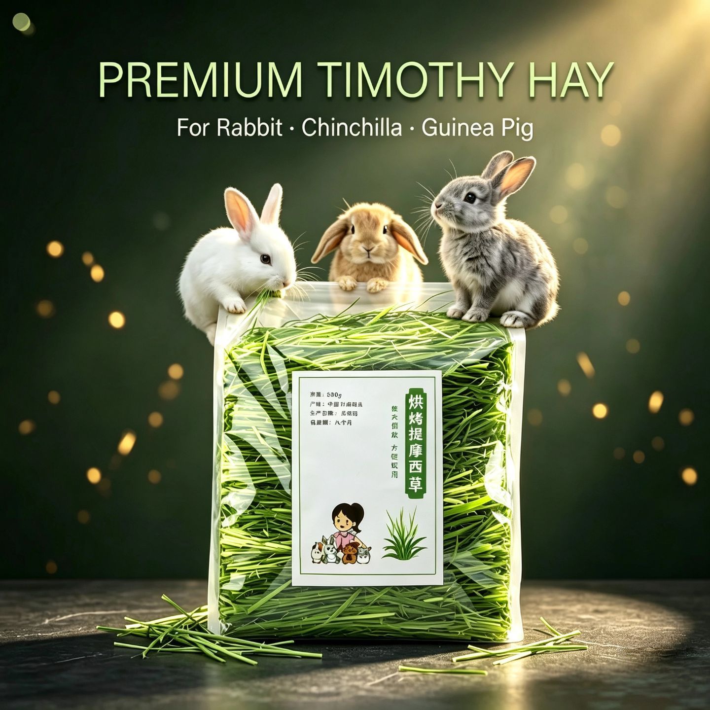 Segmentos de pasto Timothy seco durante 26 años, 500 g (compre 50 y obtenga 2 gratis)