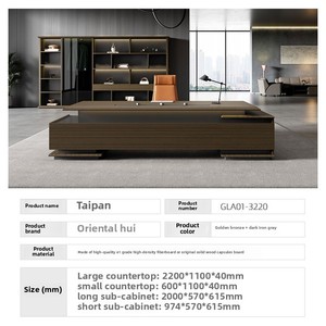 Boss Office <strong>Desk</strong> Large Executive <strong>Computer</strong> <strong>Desk</strong> with Light Luxury <strong>Simple</strong> Modern Design for Home Use Panel Wood Style - Product Image 1