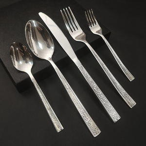 High Grade Stainless Steel Stone Pattern Cutlery Steak Knife Spoon and Fork <strong>Flatware</strong> Gift 3 Pieces Set Modern <strong>Simple</strong> <strong>Style</strong> - Product Image 1