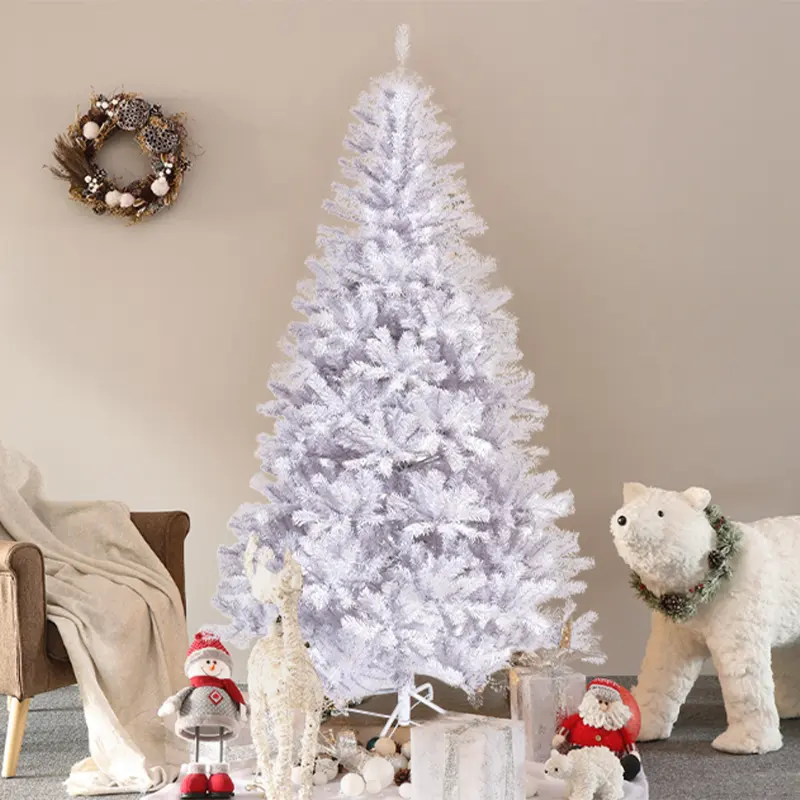 شجرة عيد الميلاد الصناعية البيضاء المضيئة الرقيقة عالية الجودة وقابلة للنفخ للاحتفال