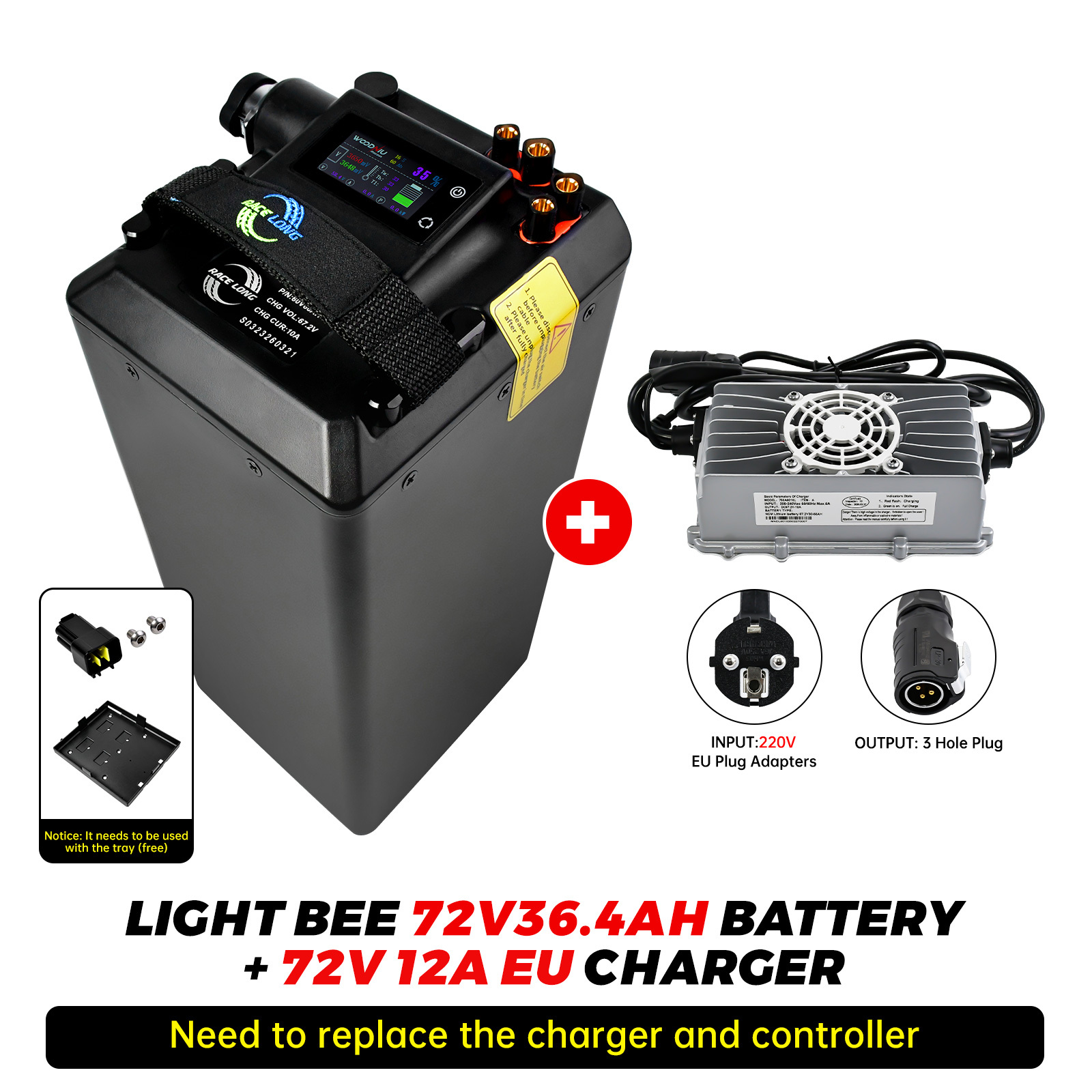 72V36.4AH battery+72V12A EU charger