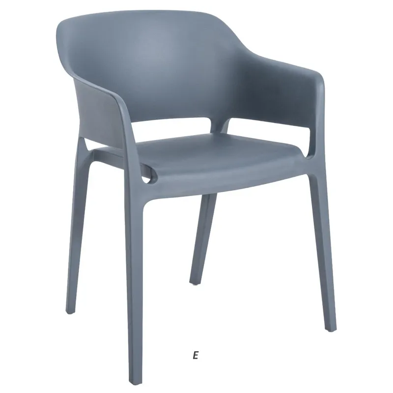 Commercial PP plastic stacking arm chair in black for sale