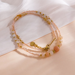 Pérolas de água doce, cristais de Pedra Natural e Pérola Cordas Beads Criar um colar de aço inoxidável luxuoso e high-end