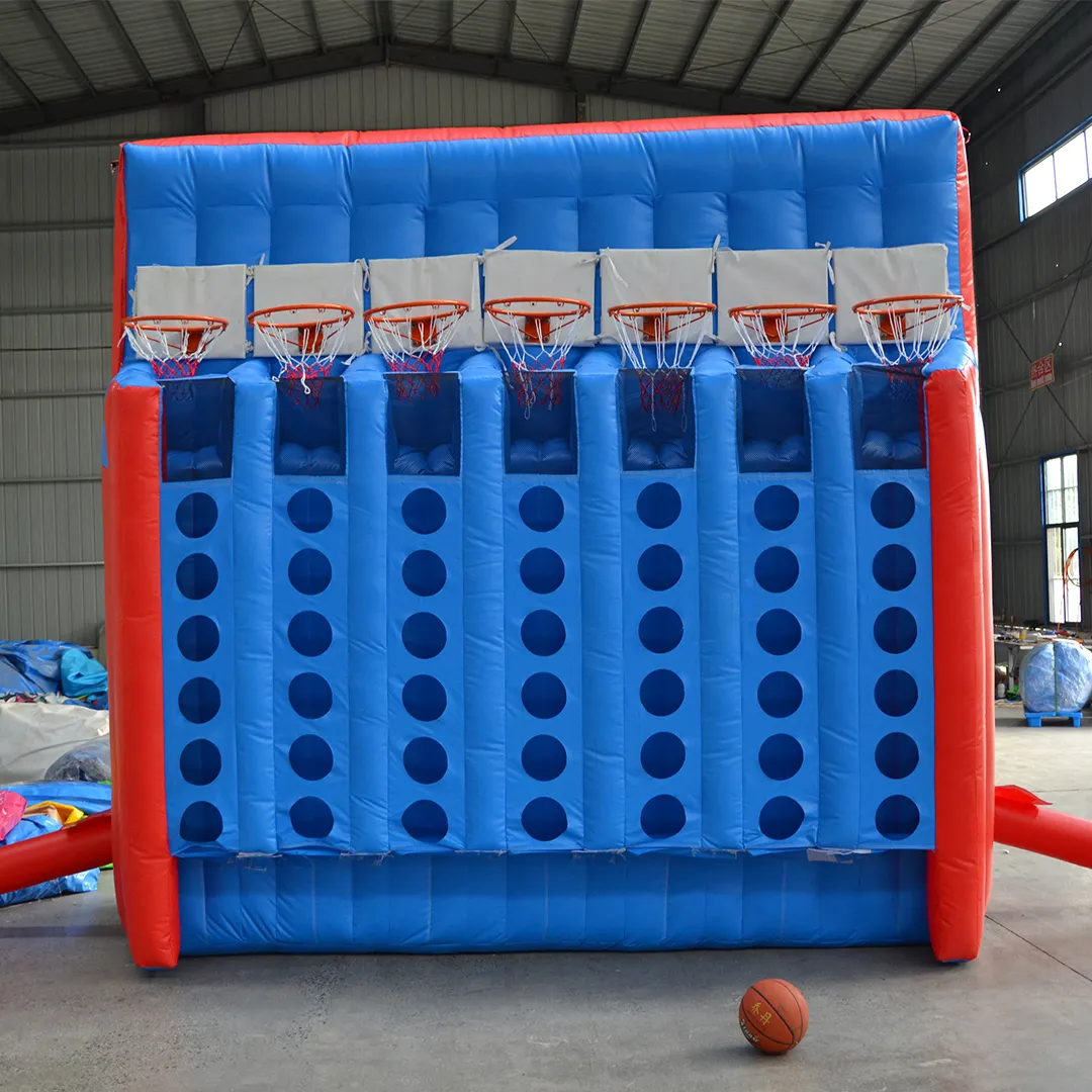 Soporte de baloncesto inflable para interiores y exteriores, 6 Renju, alquiler comercial, azul, para eventos