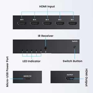 SYONG HDMI2.0b <strong>Switch</strong> 4K@60Hz 5X1 with IR Remote Controller Iron Shell Support Dolby Vision, HDR10 for Xbox, PS5/4, Laptop, PC - Product Image 2
