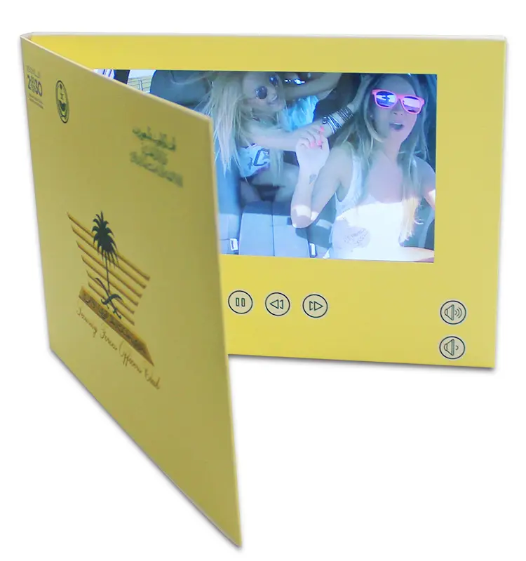 7 10 pollici schermo lcd digital video book cartolina di nozze/lcd video brochure mailer/biglietto di auguri video personalizzato