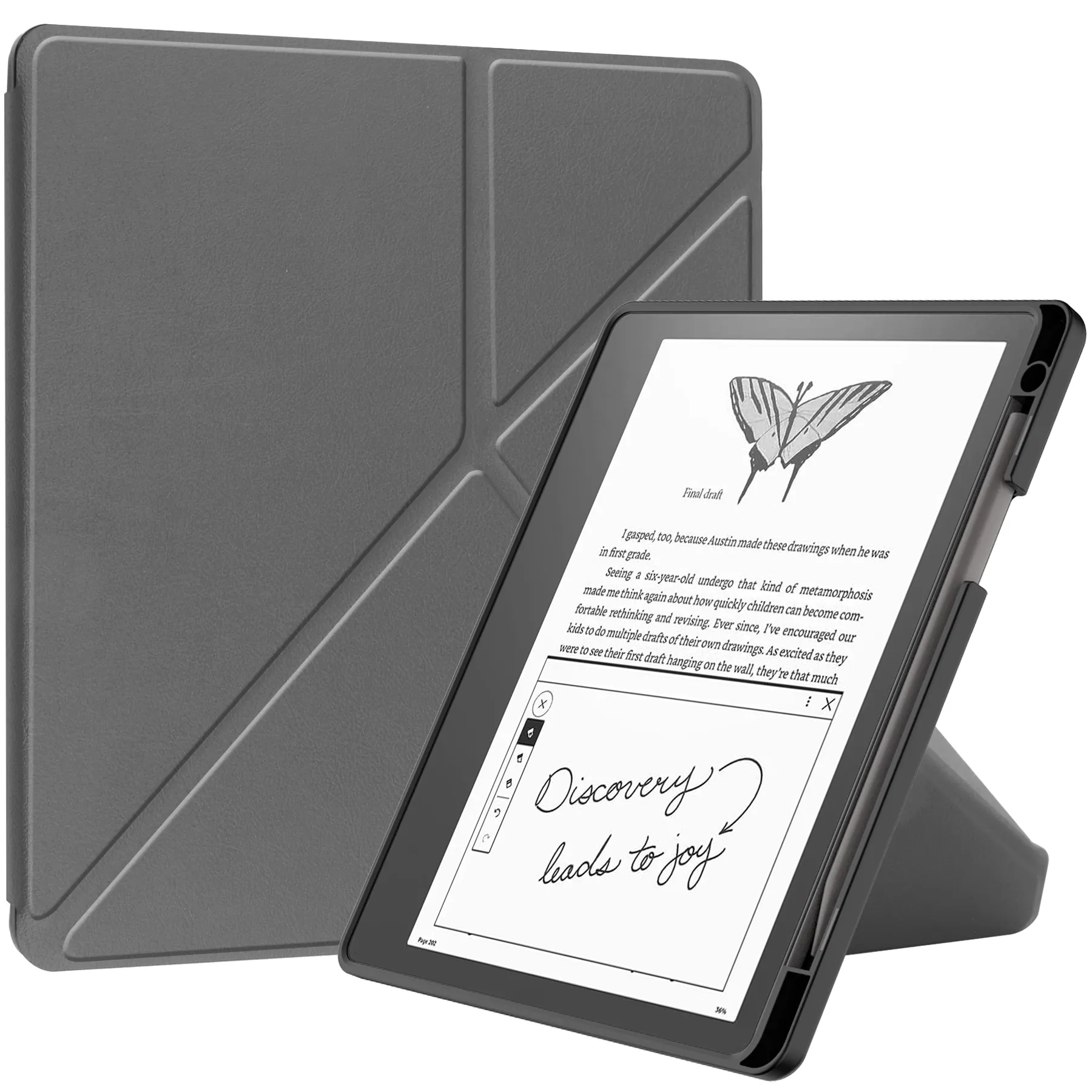 Kindle Scribe 10.2インチ用PUレザーケース、鉛筆ホルダー付きKindle Scribe2022用耐衝撃性電子ブックカバー