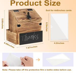 Yüksek kalite katı çam ahşap bağış ralock ucu para posta kutusu kilit dekoratif desen çok fonksiyonlu ile öneri kutusu - Product Image 5