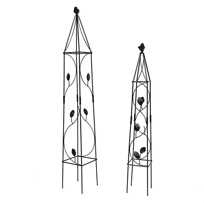 Круглая обелиск, легкая сборка, набор якорей из 2 черных башенных, супер качество, черные декоративные решетки для сада, пирамиды