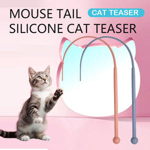 Evcil hayvanlar için oyuncaklar sınır ötesi simülasyon fare kuyruk uzun silikon Teaser kedi sopa eğlenceli interaktif hareket oyuncak - Product Image 4