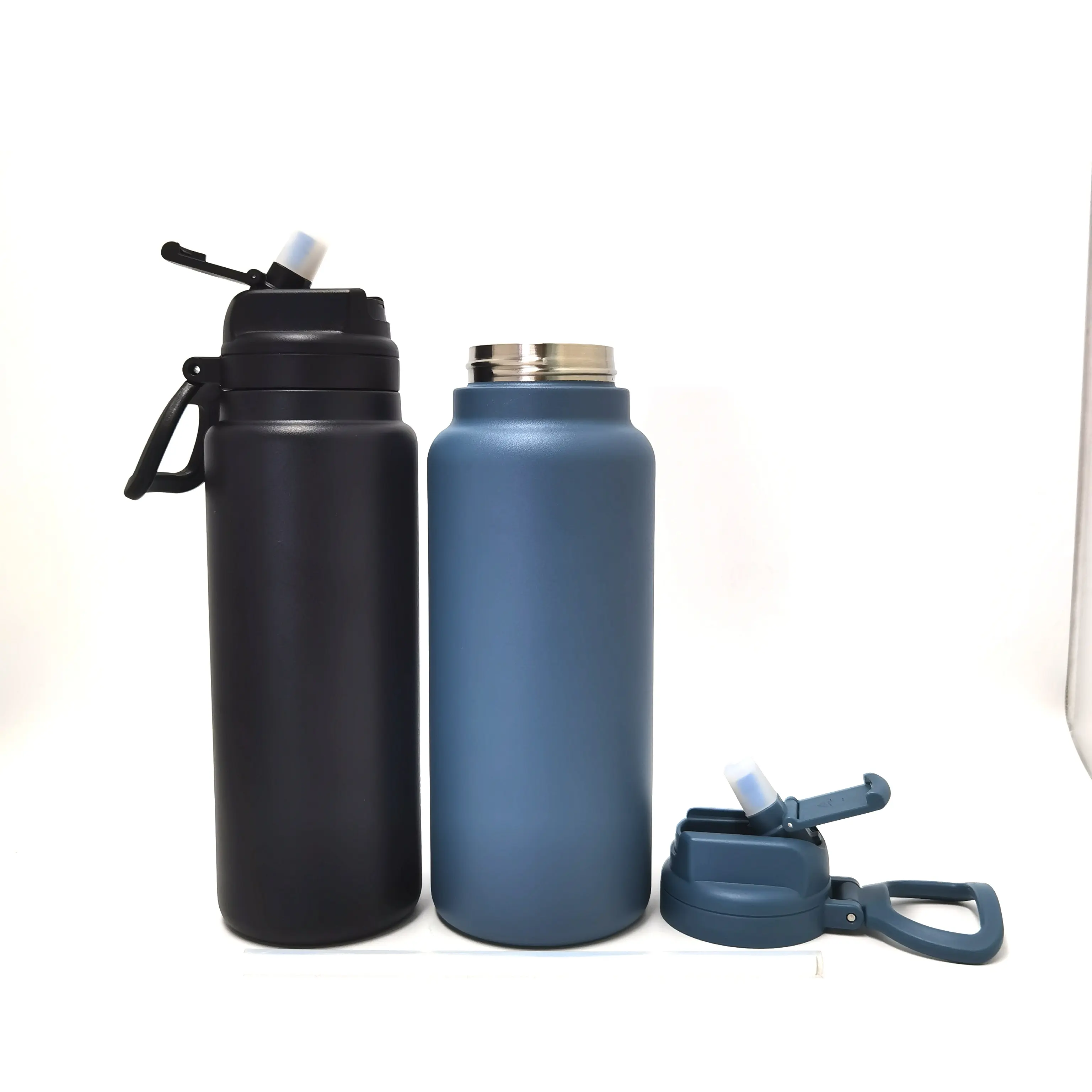 Термос с двойными стенками и логотипом на заказ, с соломинкой и ручкой, спортивные бутылки для воды из нержавеющей стали для сохранения горячей и холодной воды