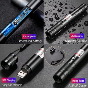 Nuovo puntatore Laser verde puntatore ricaricabile per torcia ad alta potenza a lungo raggio da 2000 metri per USB con messa a fuoco regolabile con testa a stella - Product Image 5