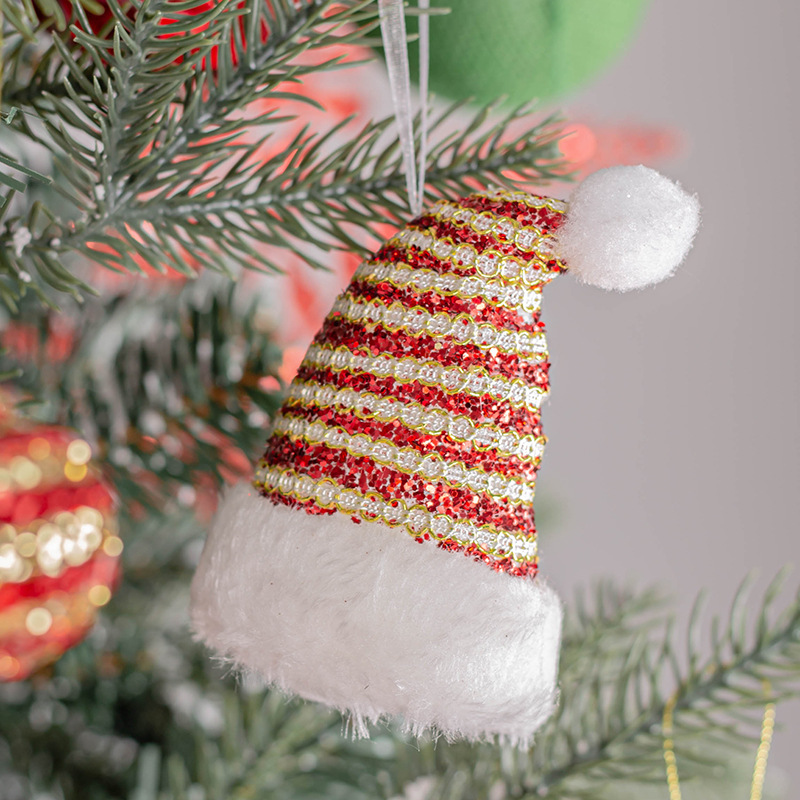 Chapeau de Noël arrondi en dentelle rouge 10*8cm - un ensemble