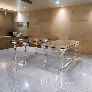 现代8座婚礼餐桌圆形长方形玻璃桌面亚克力餐桌 - Product Image 2