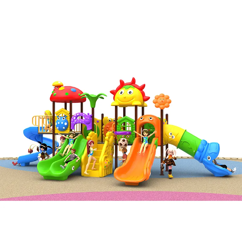 Plastic Slide and Swing Set Kids Plastic Outdoor Playground Custom Small Sport Set Colorful Straight Slide