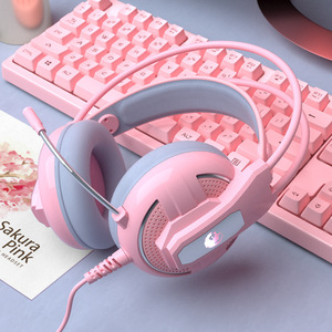 Teclado y ratón usb con cable para ordenador, teclado mecánico para videojuegos, color rosa - Product Image 2