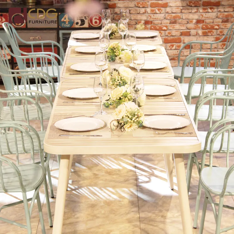 Mesa de boda de diseño al aire libre, sillas, muebles de banquete, mesa de fiesta