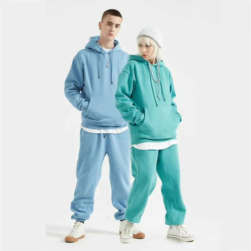 Wholesale Manufacturer Two Pieces Set Custom Fleece Oversized Hoodies Sweatshirt Mens Jogger Set Tracksuits