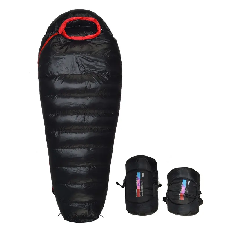 आउटडोर वयस्क अल्ट्रा प्रकाश नीचे मम्मी स्लीपिंग बैग डेरा डाले हुए अतिरिक्त मोटी गर्म नीचे स्लीपिंग बैग