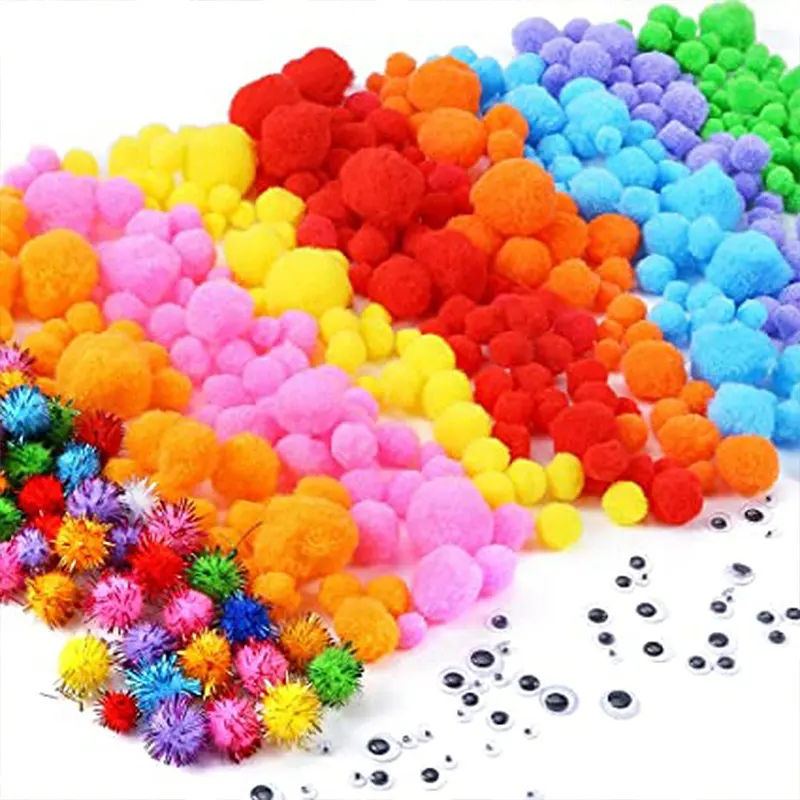 Pompon rotondo morbido multicolore fai da te cucito a mano giocattolo pompon palla per bambini, o festa e decorazione della casa