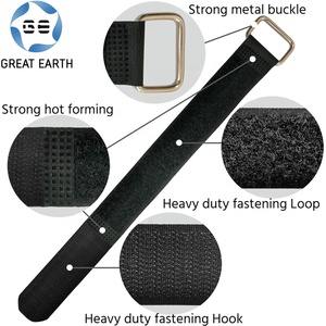 可调钩环带紧固件带金属扣的可定制钩环电缆扎带 - Product Image 3