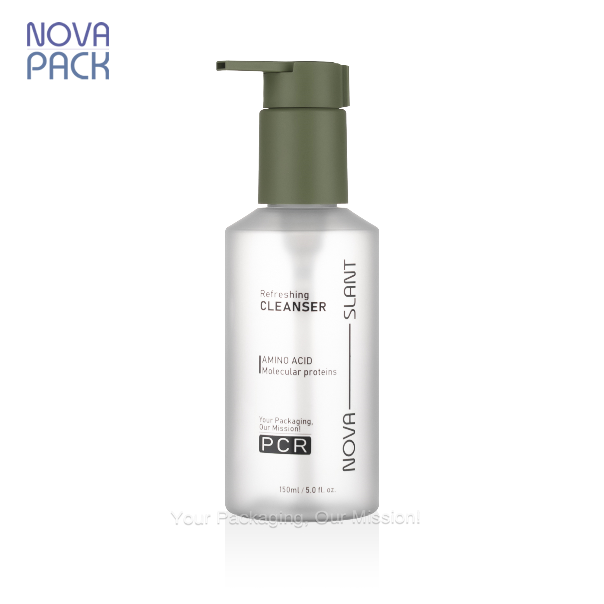 Frosted Plastic Bottle with Matt Green Pump