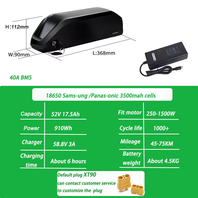 52V 17.5AH 40A BMS XT90 for 250-1500w