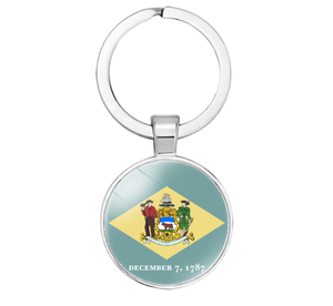 Delaware Flag <strong>Key</strong> Ring Pendant America US States Flag Pattern Digital Photo <strong>Key</strong> Chain Factory Direct - Product Image 1