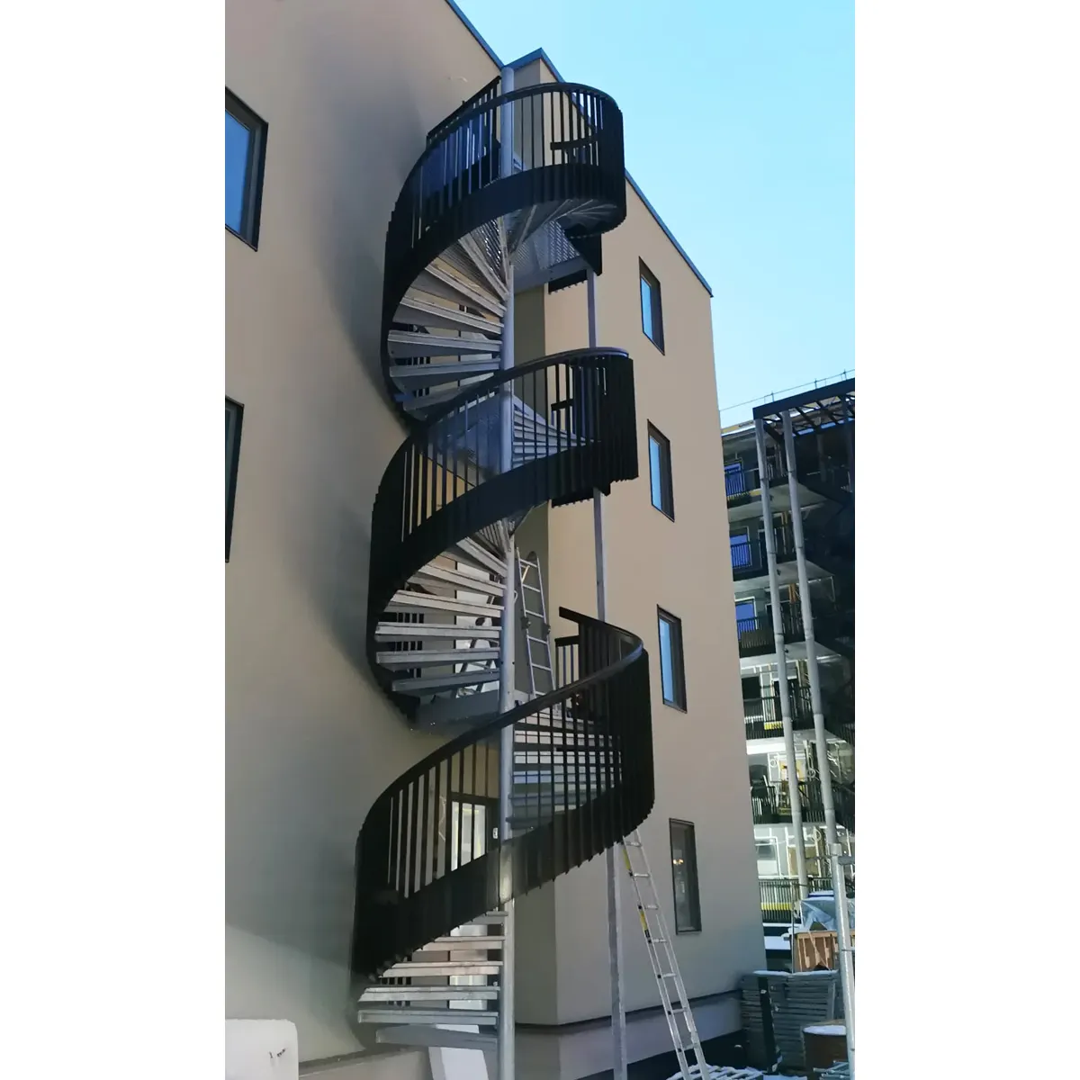 Space saver iron material construction external stairway