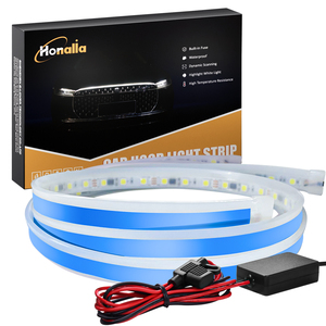 12V Hood ışık şeridi DRL dönüş sinyal ışığı çift renk Amber beyaz zikzaklı dinamik tarama başlatmak 1.5M Led araba kaput ışık şeridi - Product Image 3