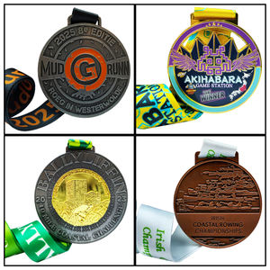 Medaglia produttore a buon mercato personalizzato in lega di zinco metallo oro argento bronzo premio design medaglia giocatore personalizzata con nastro - Product Image 2