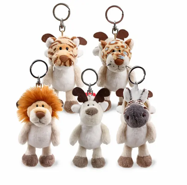 Tùy Chỉnh Bán Buôn 10Cm Mini Plush Toy Keychain Dễ Thương Thú Nhồi Bông Đáng Yêu Mềm Leopard/Lion/Deer/Tiger/Zebra Keychain Đồ Chơi