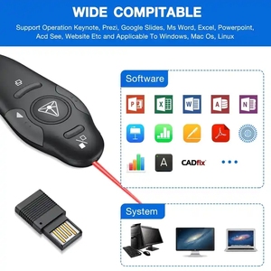 2.4G RF PPT presentazione Clicker USB pagina di rotazione del telecomando penna rossa puntatore Laser Clicker PowerPoint per la riunione del discorso - Product Image 2