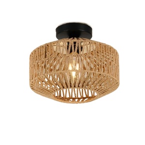 Kısılabilir LED ampul ile yatak odası için LED Modern Rattan tavan ışık el dokuma tavan ışık fikstürleri gömme montaj ışık - Product Image 1