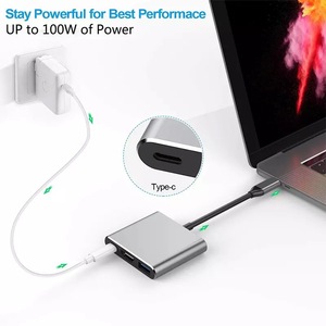 3 em 1 adaptador <span class=keywords><strong>usb</strong></span> tipo c para hdtv, usb3.0 pd conversor de carregamento cabo de áudio