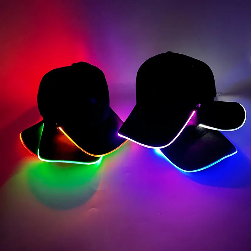 Luces LED música carnaval sombrero brillan en la oscuridad gorra de béisbol sombreros con logotipo personalizado