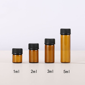 化粧品包装容器ミニアンバーガラスバイアルエッセンシャルオイル用香水1ml 2ml 5ml点眼剤用ドロッパーシール - Product Image 1