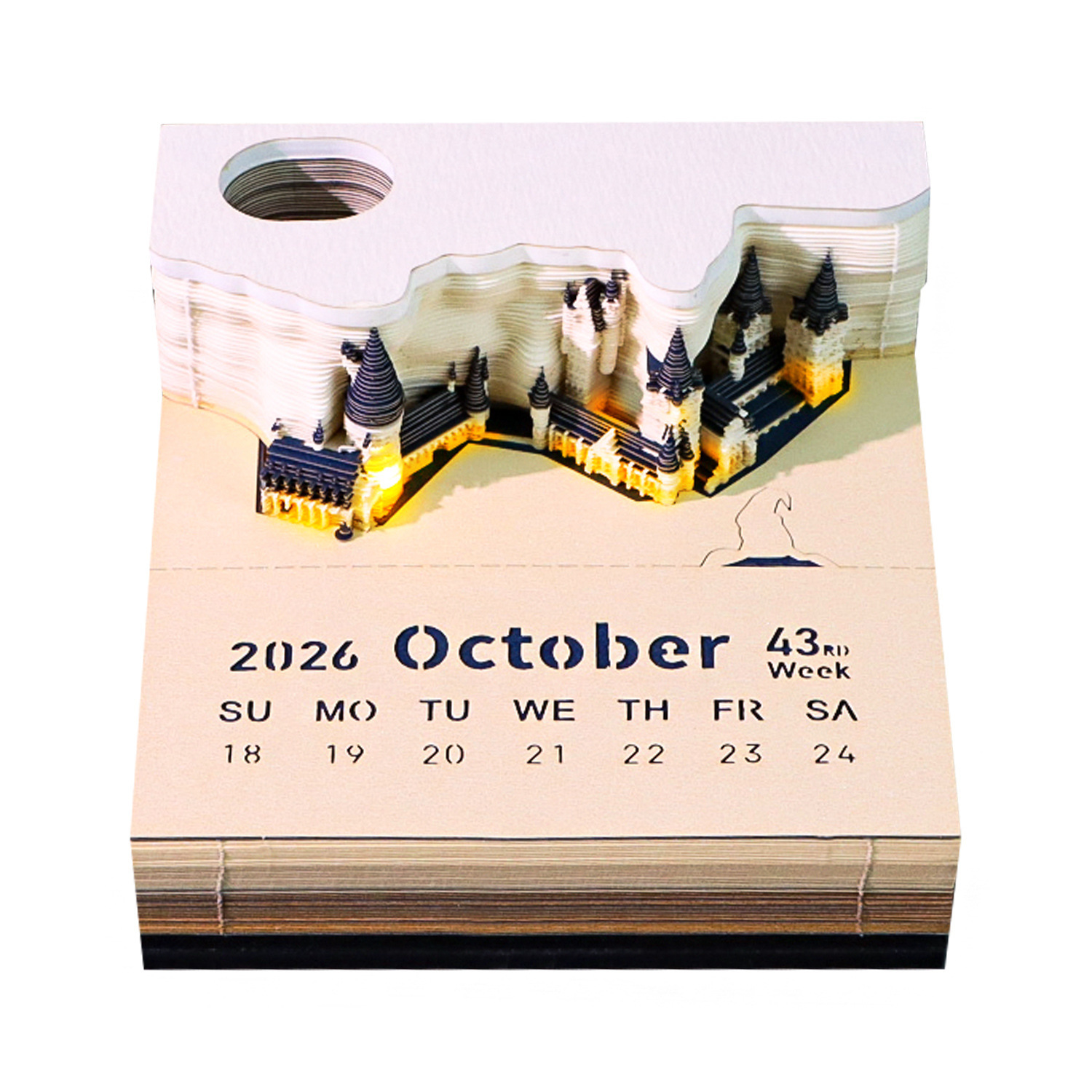Castle-2026 English weekly calendar with lights