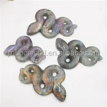 Venta al por mayor de alta calidad tallada a mano Animal de cristal labradorita serpiente adornos tallados para regalos