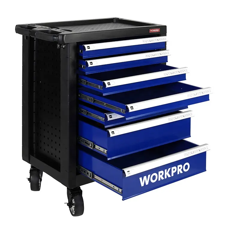 WORKPRO 7 Drawer Tool Box Roller Cabinet Tools Storage Organizer Tool Chest Cart